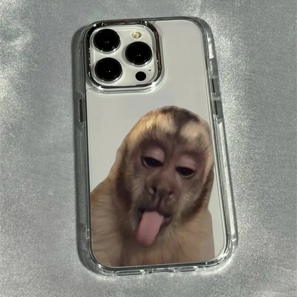 Monkey Theme Metal Photo Frame Phone Case, 1Pc All-Inclusive Transparent TPU Mobile Phone Accessory, Fits iOS iPhone Series (17,16,15,14,13,12,11 Pro Max,X,XS,XR,8,7 Plus) Multi-Model White, Accessories, Protective