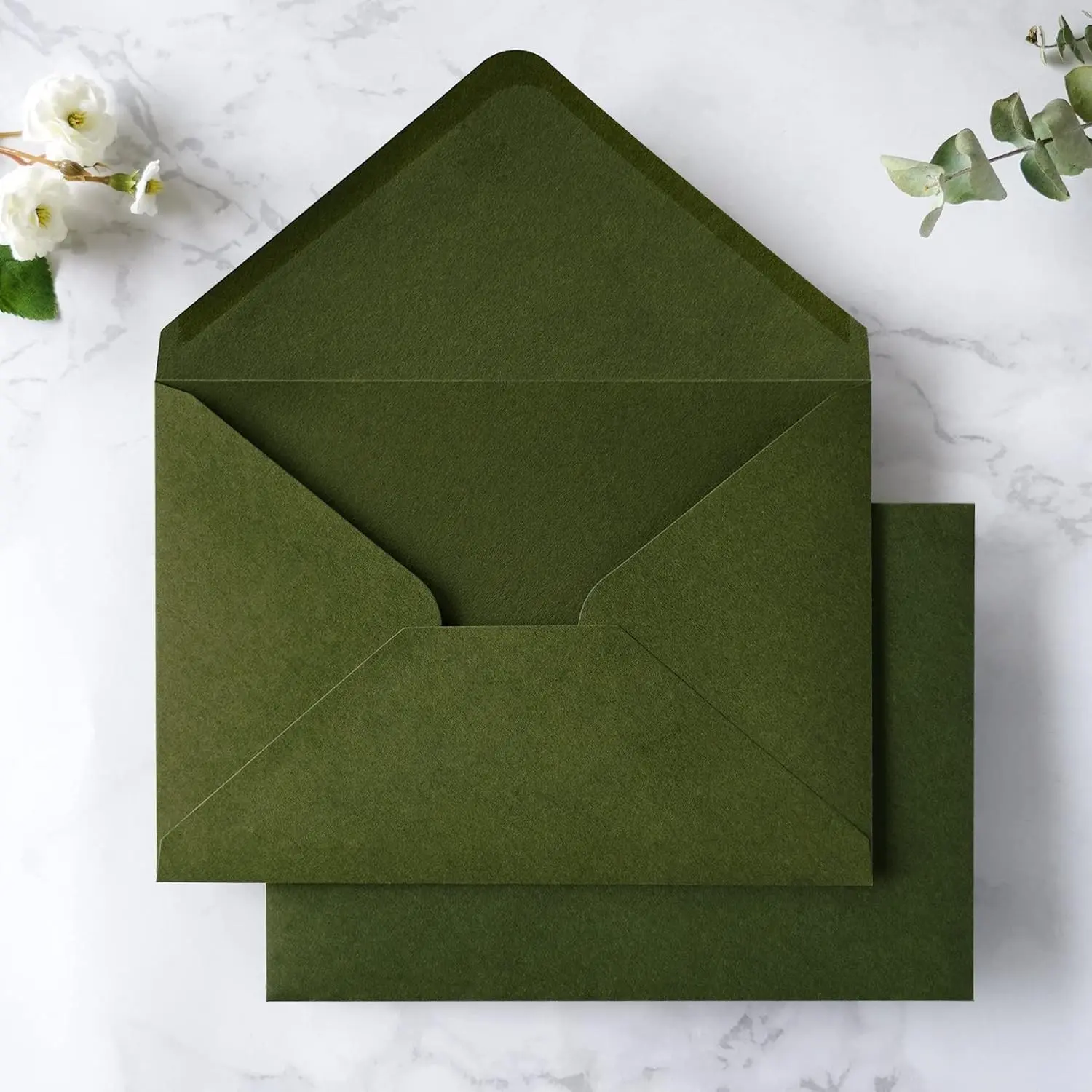 50 PCS A7 Envelopes, 5.25 x 7.25 Inches, Olive Green - Ideal for Wedding Invitations, Christmas Gift Cards, Acrylic Invitations, Photos, and Any 5x7 Inserts(Gift)