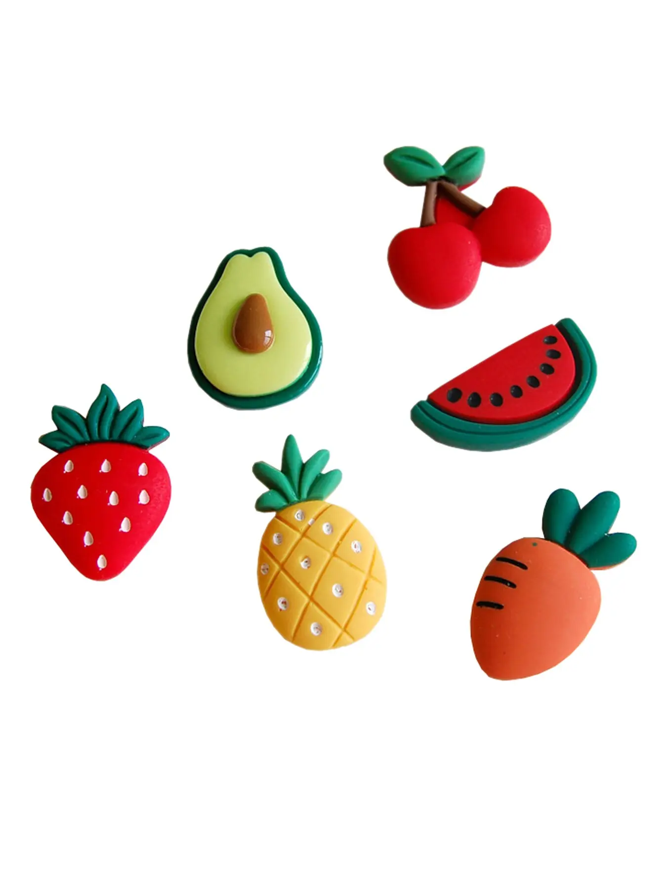 High-End Crochet Sandals Accessories, Unisex Fruit Designs, DIY Decorative Buckles, Kids & Adults, Avocado, Carrot, Cherry, Pineapple, Watermelon, Strawberry