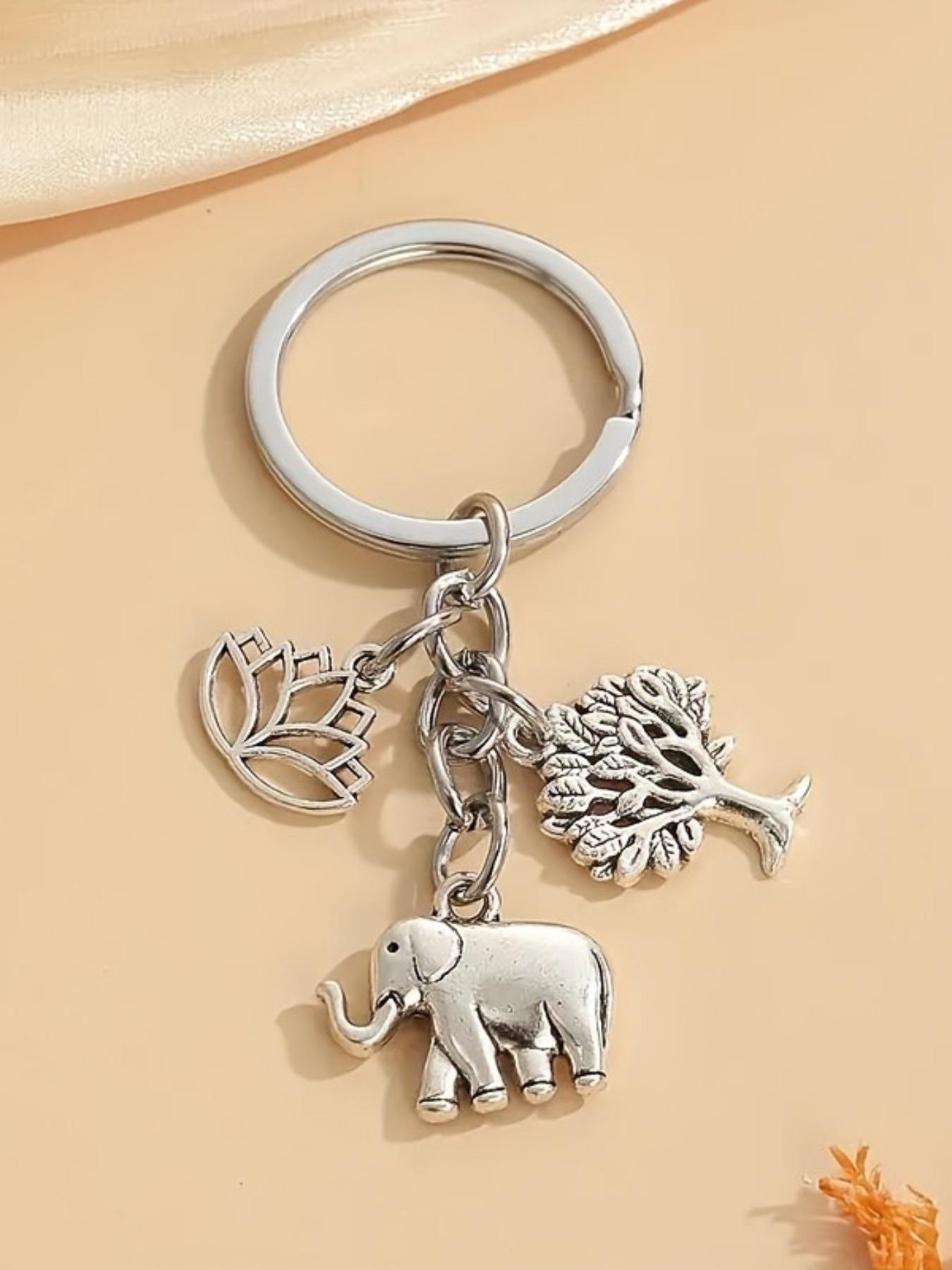 Elephant & Tree Design Keychain Bag Pendant, Cute Animal Keychain for Women & Men, Fashion Accessories for Daily Use, Trendy All-match & Exquisite Keychain for Birthday Gift