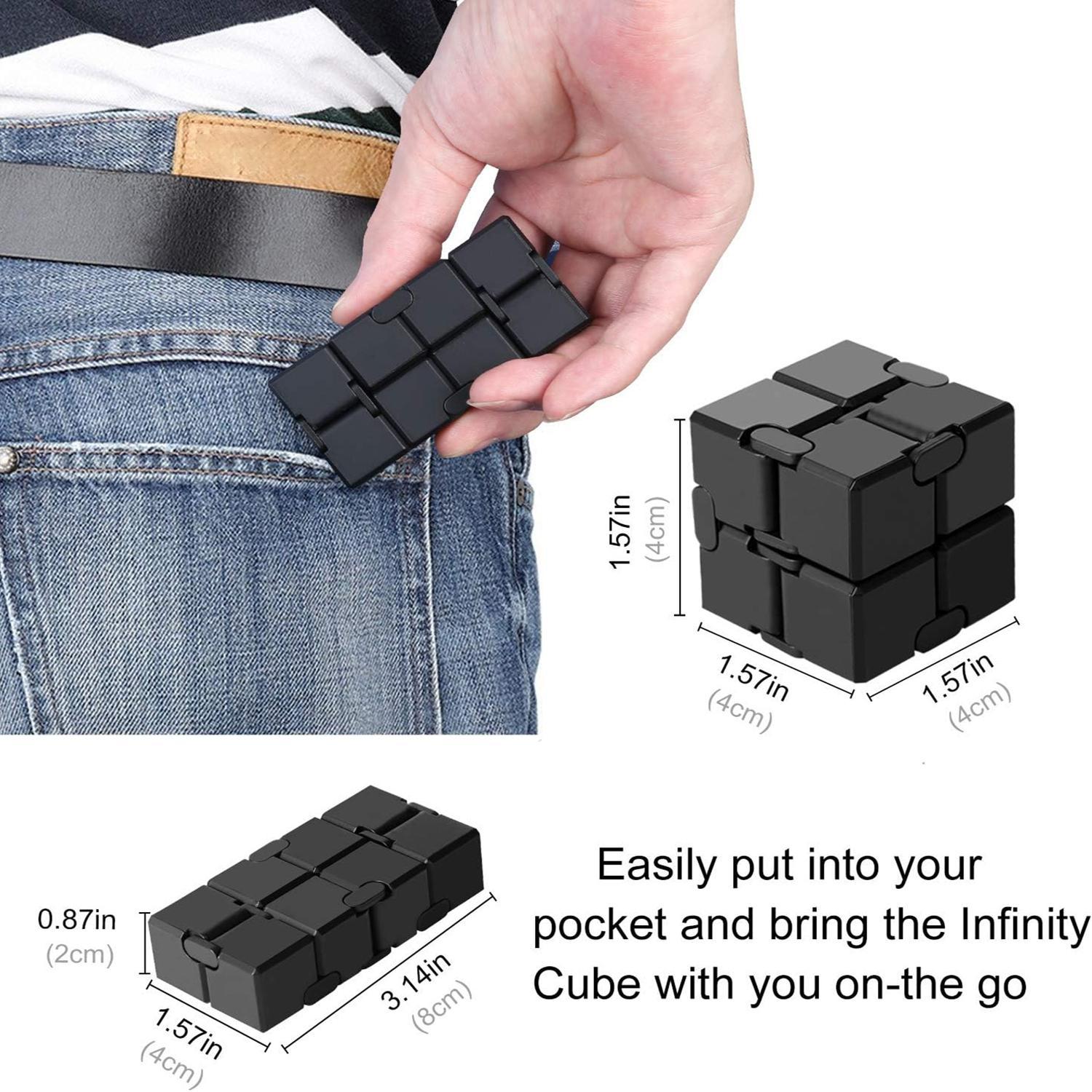 Infinite Cube Stress Relief Toy, Finger Fidget Tool, Pocket Size, Metal, Anxiety & Adhd Friendly, Durable Sensory Toy for Adults, Teens, Kids