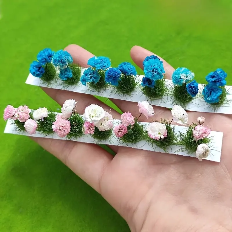 14 Pcs Miniature Artificial Flower Clusters & Roses, Greenery Decor for DIY Dollhouse & Model House,Miniature Model
