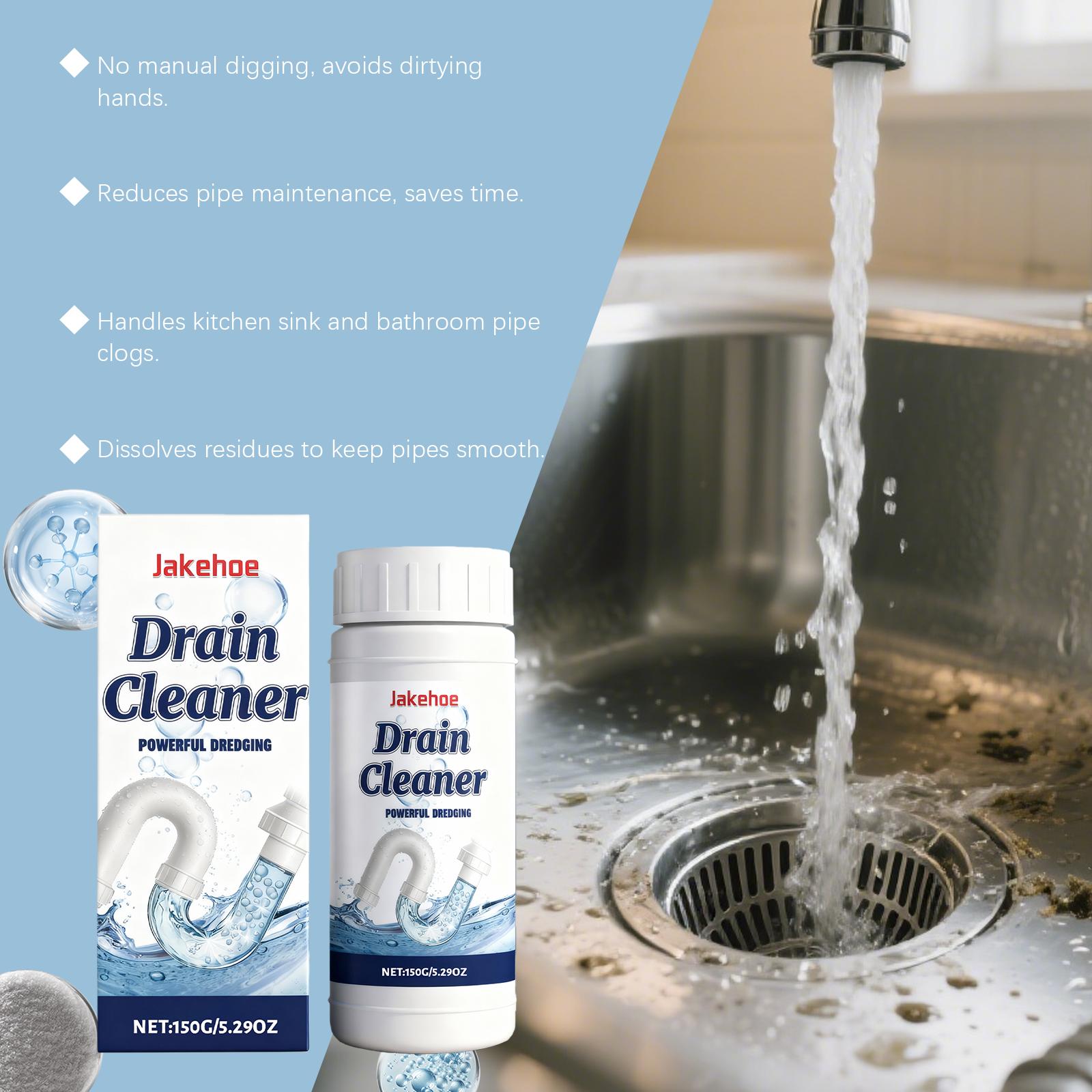 Jakehoe Drain Cleaner: Active ingredients for unblocking, deodorizing, and preventing blockages, multi-effect maintenance, essential for daily deodorization