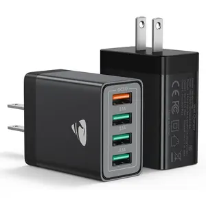 [2-Pack] USB Wall Charger,40W 4-Port USB Charger Block Cube QC 3.0 Power Adapter Plug   Block  Box Brick for  16 15 14 13 12 11 Pro Max, , , , Android Phones