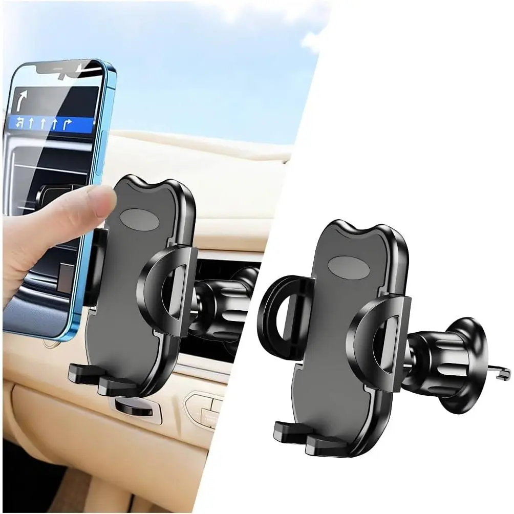 Phone Holder, 360° Rotatation  Air Vent Cell Phone Mount with Hook Clip, Hands Free Automotive Interior Smartphones Cradle,  for   (Black)