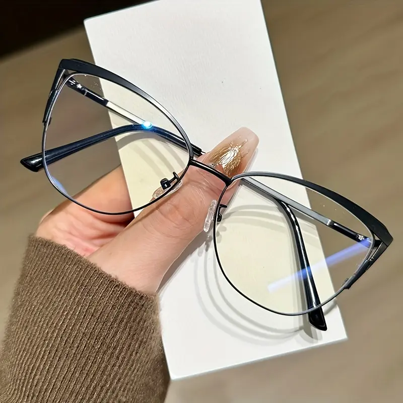 1 Pair Blue Light Glasses - Fashionable Large-Frame Flat Polycarbonate Polarized Mirror Lens PC Women's Sunglasses, Elegant Face-Shape-Friendly Styling Eyewear Accessories, Mirror Lens Women's Sunglasses, Semi Rimless, Unisex