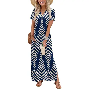 Summer Dresses for Women 2026 Maxi Dress Short Sleeve Sundresses with Pockets Beach Vacation Spring Outfits
