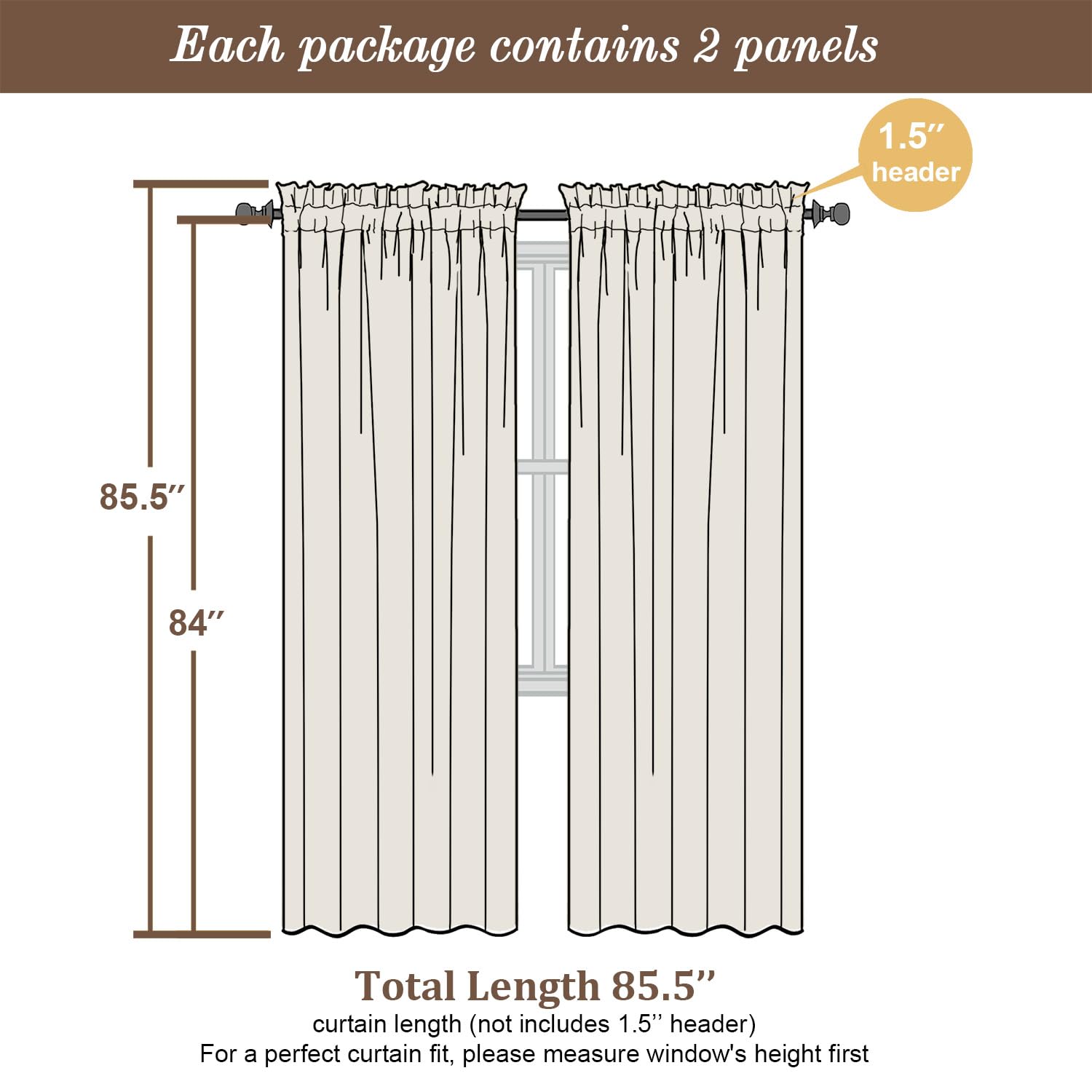 PLL Sheer Curtains 84 Inches Long 2 Panels Set  Light Filtering Cream Voile Window Drapes For Bedroom Living Room 42wx84l Inch Of