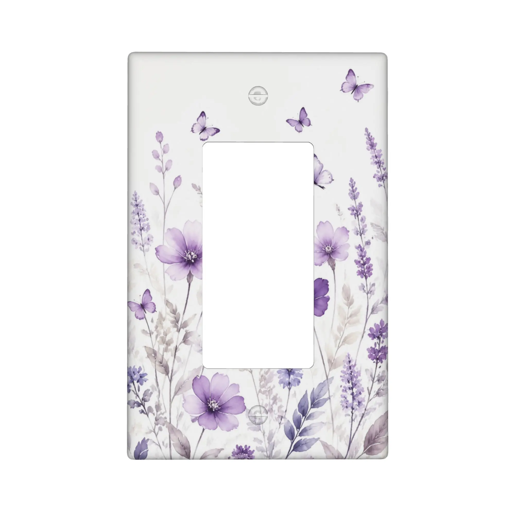 Purple Floral Watercolor Light Switch Cover Decorative Floral Switch Plate Butterfly Design Decorative Light Switch Cover Plate Bedroom Switch Plate Living Room Wall Decor Home Office Wall Plate