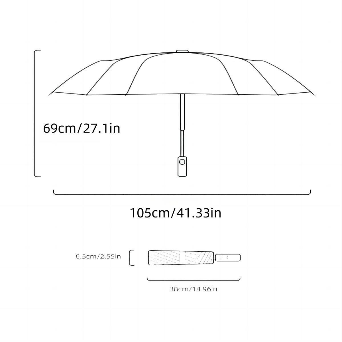 Portable Folding Umbrella, 1 Count 46 Inch Windproof Umbrella with Reflective Strip, Durable 10 Rib Design Umbrella for All Weather, Wind Resistant Umbrella
