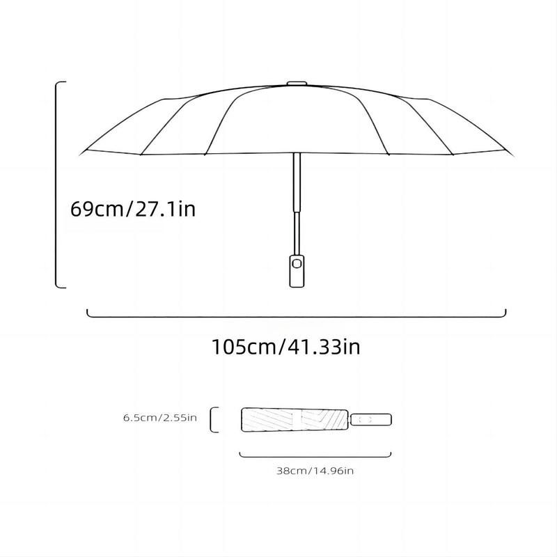 Portable Folding Umbrella, 1 Count 46 Inch Windproof Umbrella with Reflective Strip, Durable 10 Rib Design Umbrella for All Weather, Wind Resistant Umbrella