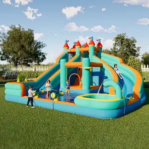 Vanacc Bounce House, Inflatable Bouncer with Air Blower, Jumping Castle with Slide, Outdoor Indoor Bouncy Castle with Oxford Fabric for Kids 3-12