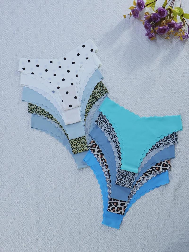 Women's 4/5/6/7/8/10-Piece Underwear Set, Leopard & Floral Prints, Fitted Breathable and Comfortable Design, All-Season Wear