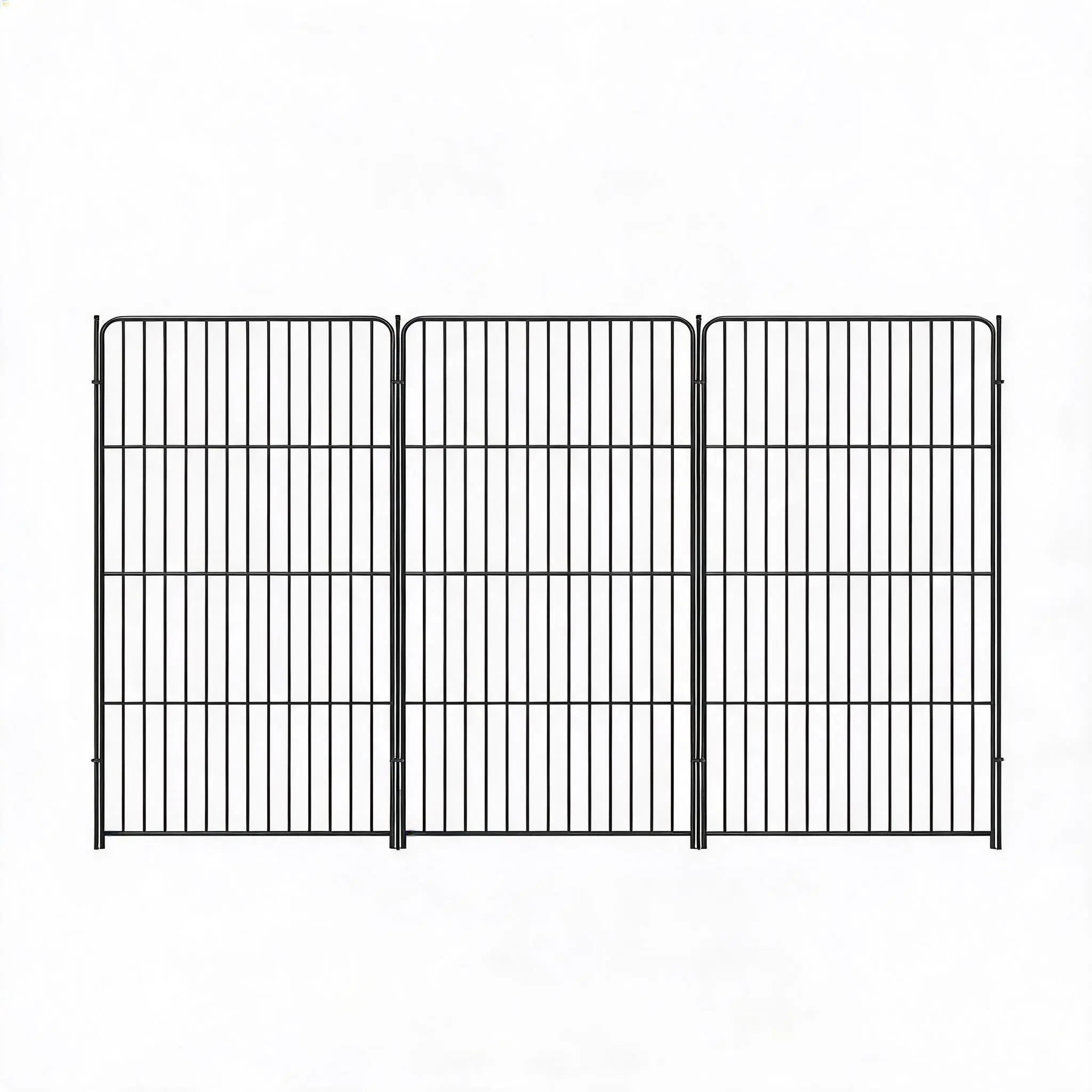 48"H x 17.7ft Garden Fence with Walk-Through Gate, 8 Pack Heavy Duty Iron Animal Barrier, Rustproof Metal Fencing for Indoor Outdoor Use