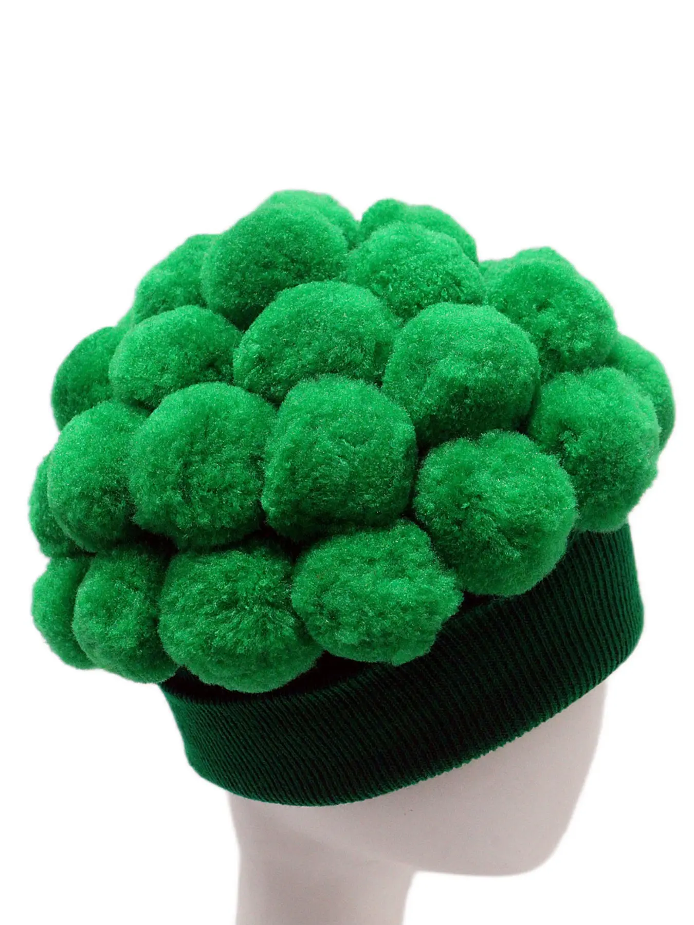 Funny Broccoli Hat, Fall Winter Warm Knit Beanie, Large Pom-Pom, Prankish Vegetable Brain Cap, Cozy Textile Headwear