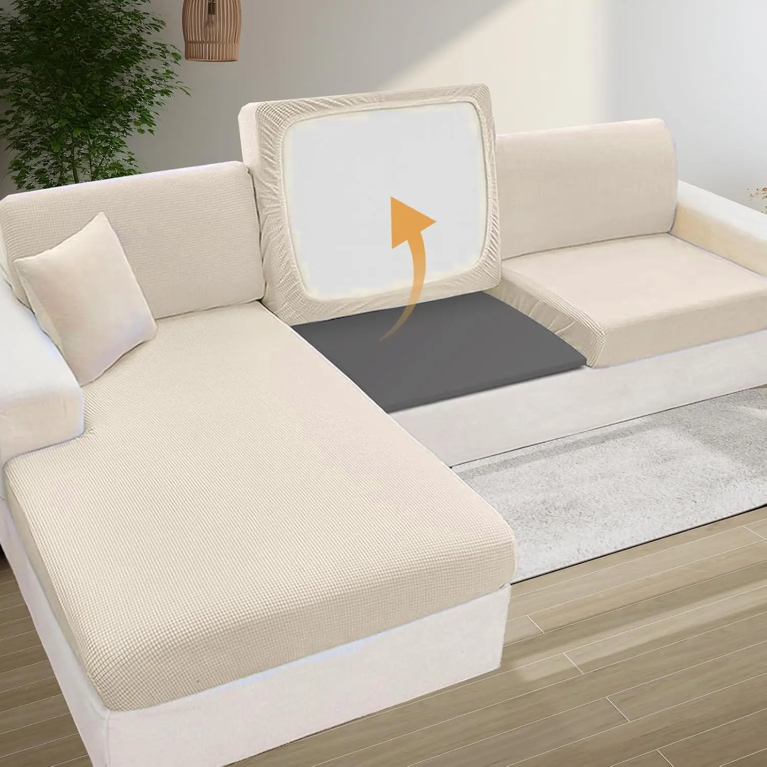 3 Pack Couch Sofa Cushion 20"x 20" Foam for Sagging Seat-High Density Foam Furniture Loveseat Chair Seat Cushion Sag Repair Anti Slip, Dark Grey