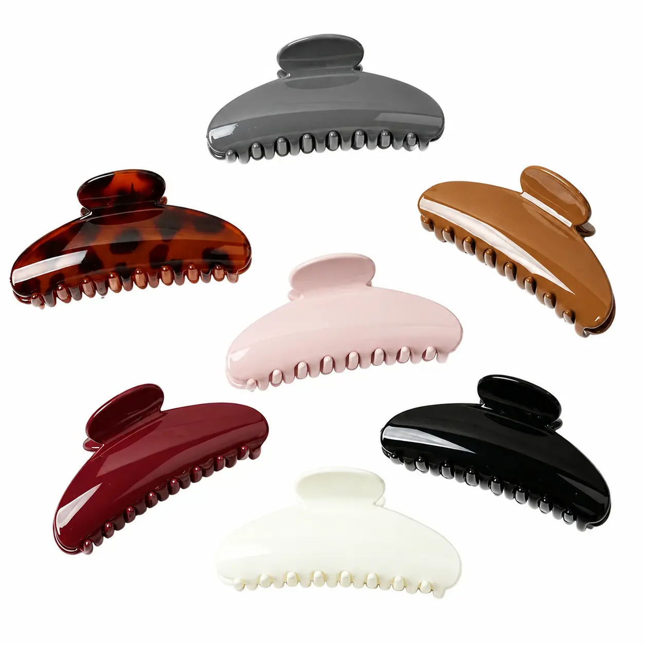 7-Piece Glossy Crescent-Shaped French Hair Claw Clips Set – Classic Half-Moon Jaw Design for Secure, Comfortable Hold on Thick, Long, or Fine Hair – Elegant Everyday Hair Accessories for Women
