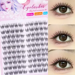 100 pieces Fish Tail False Eyelashes, D Curl, Cross Lightweight, Natural Look, Mixed Length, Professional DIY Lash Extensions for Beginners