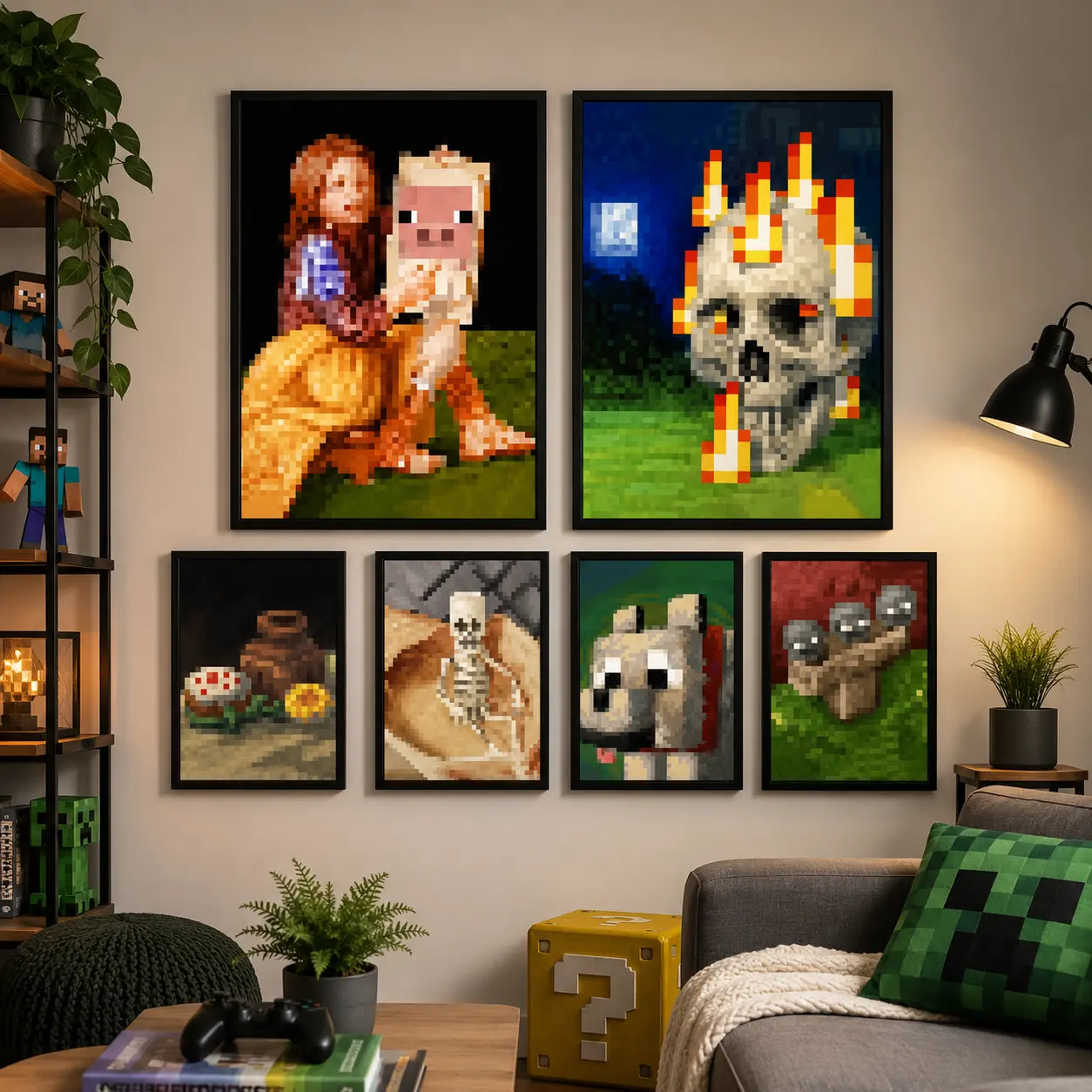 Pixel Game Style Canvas Poster |   Retro Minimalist Wall Art Print for Bedroom, Gaming Room, Living Room & Home Decor