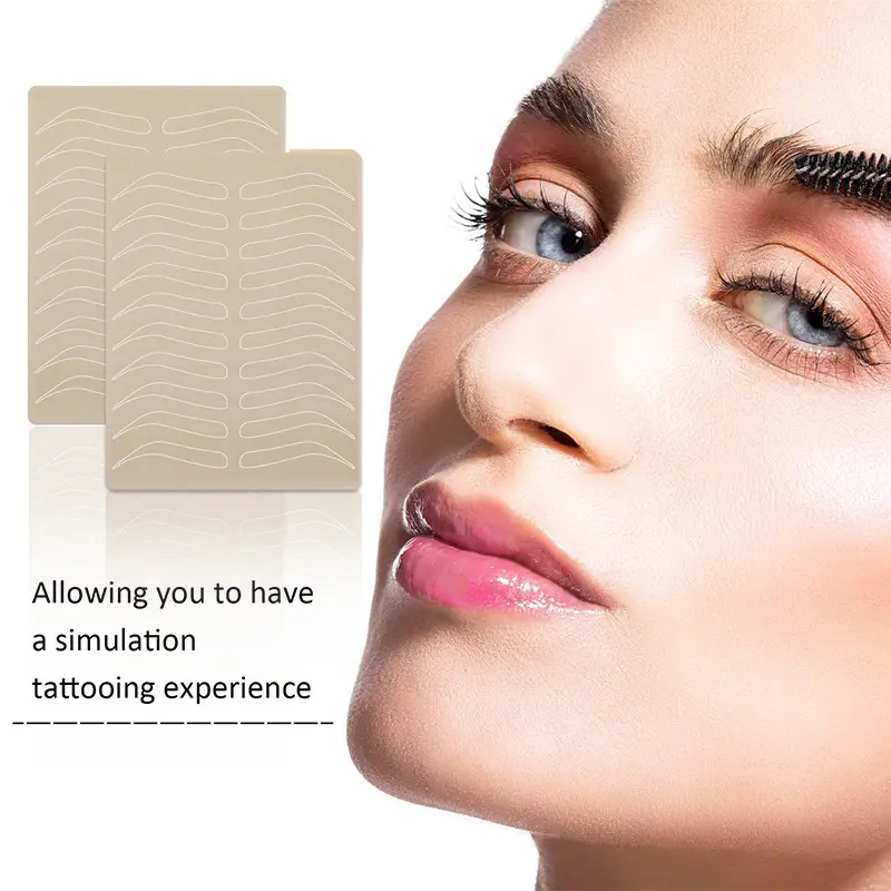 Permanent Makeup Tattoo Eyebrow Latex Rubber Practice Skin, Pmu Tattoo Training Tool, Inkless Microblading Skin for Learning
