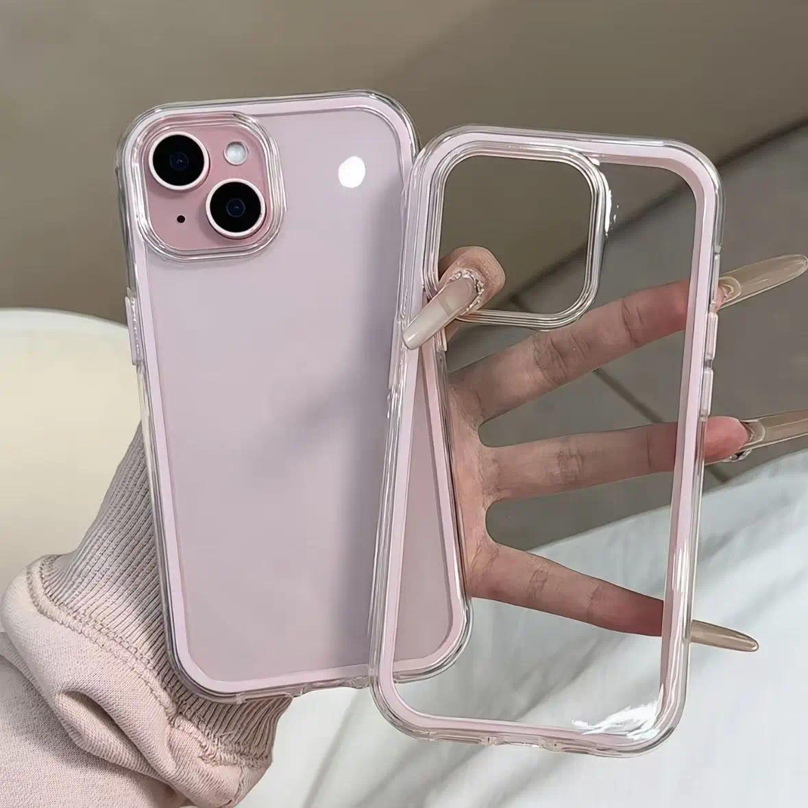 Luxury Candy Color Frame Clear Back Phone Case For iPhone 17  16 15 14 13 12Pro Max  Acrylic Shockproof Bumper Cover
