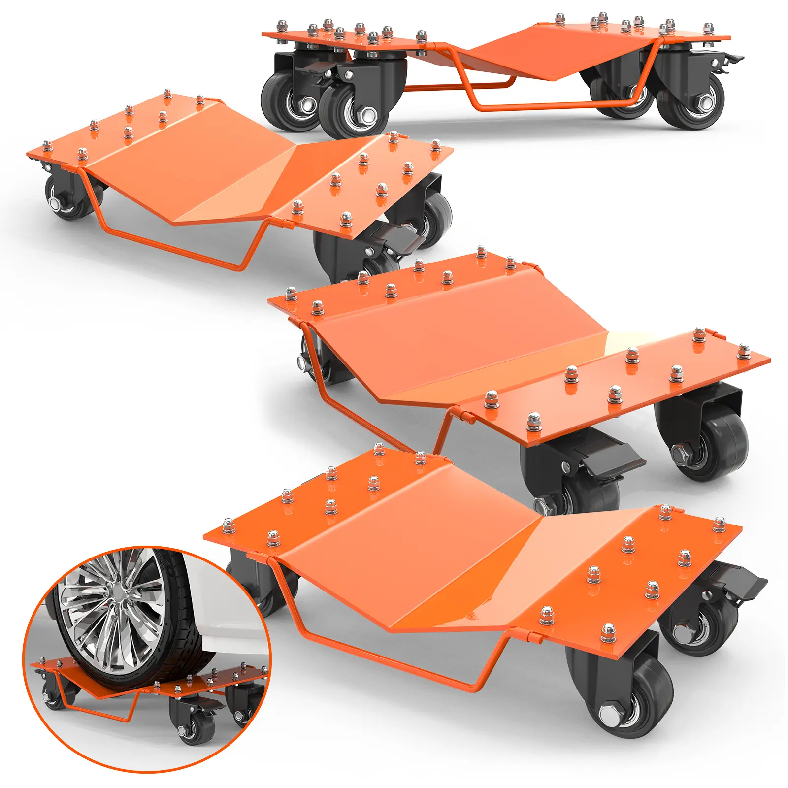 【Garvee】Heavy-Duty Car Wheel Dolly Set – 8000 Lbs Capacity, 4-Piece Tire Dolly Cart with Antiskid Plate – Perfect for Moving Cars, Trucks, Motorcycles, UTVs, SUVs, Boats, RVs