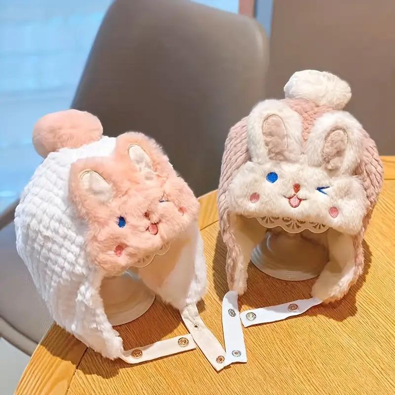 NewNew1 Winter Thickened Warm Girls' Cartoon Cute Casual Fashion Earmuff Hat for Outdoor Play, Walking, Travel & Cycling - Suitable for Old, Travel Hat, Playful Design, Soft Fabric, Warm Material, Earmuff Hat, Young