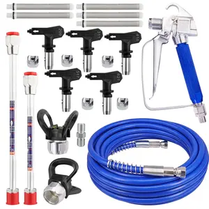 Professional Airless Spray Paint Tool Set with Spray Gun, 33 Feet High Pressure Hose, 5 Reversible Nozzles, 2 Extension Poles for Efficient Painting