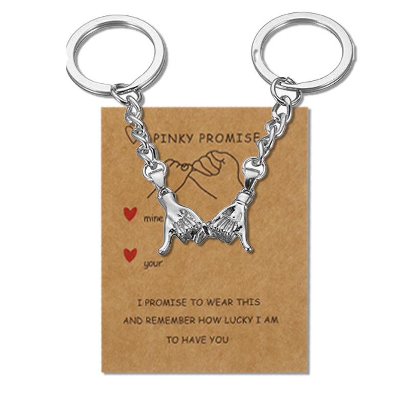 Pinky Promise Matching Couple Keychain Set, Interlocking Hand Metal Key Ring, Romantic Valentine's Day Gift for Boyfriend Girlfriend Pinky Promise Matching Couple Keychain Set, Interlocking Hand Metal Key Ring, Romantic Valentine's Day Gift for Boyfriend Girlfriend