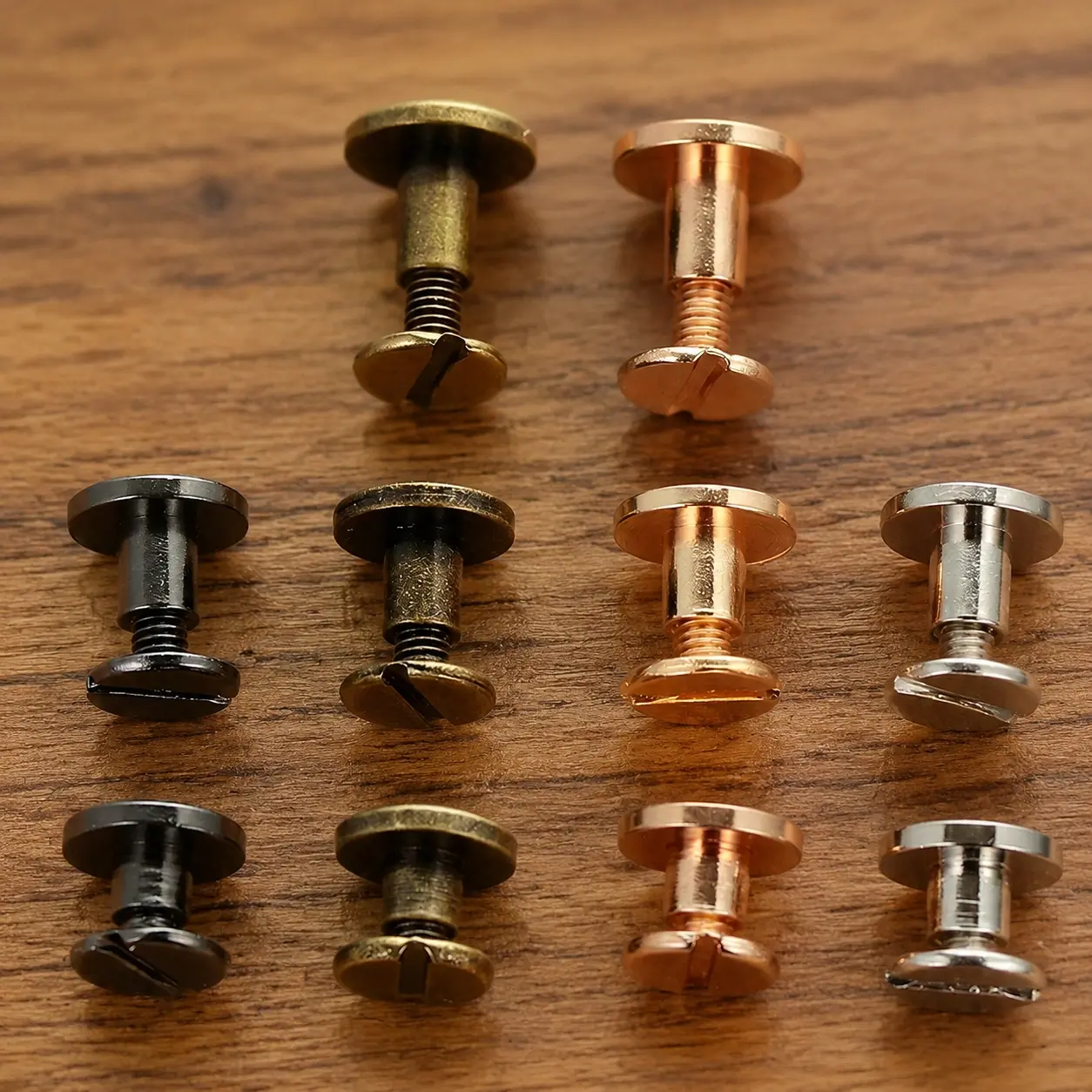 Heavy Duty Brass Binding Rivets Kit for Leather Craft: Industrial-Grade Metal Fasteners, Reinforced DIY Repair Parts for Belts, Wallets, Calendars & Albums, 10-20 Piece Multi-Function Desktop Fixing Set