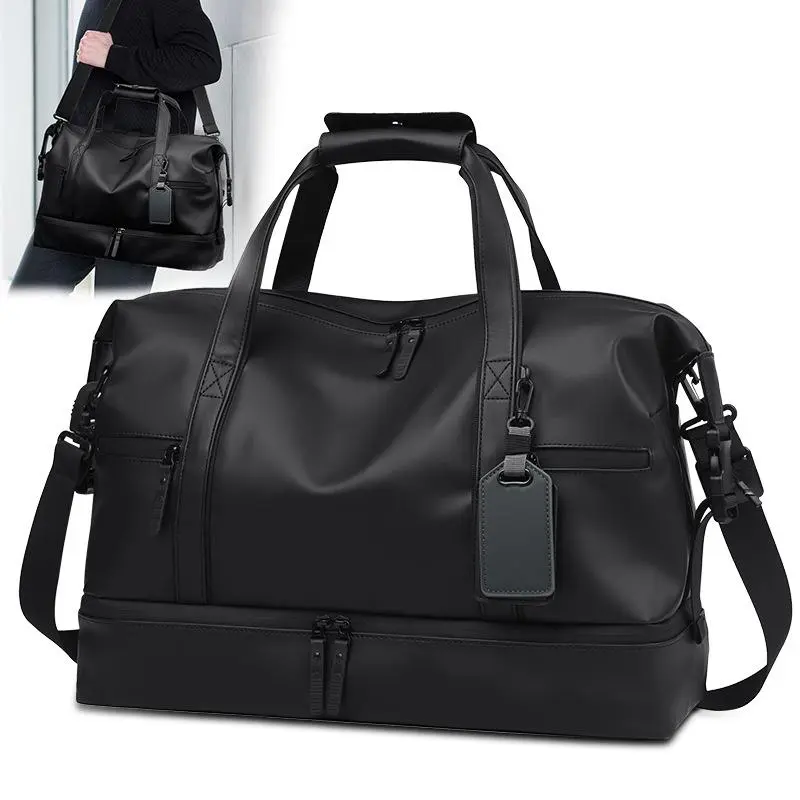 Large Capacity PU Leather Gym  for Men and Women, Multi-Functional Waterproof Travel Duffel  with Separate Shoe Compartment and Wet Pocket, Lightweight Foldable Sports Handbag Ideal for  Weekend Getaways Business Trips and Daily Carry Us bag