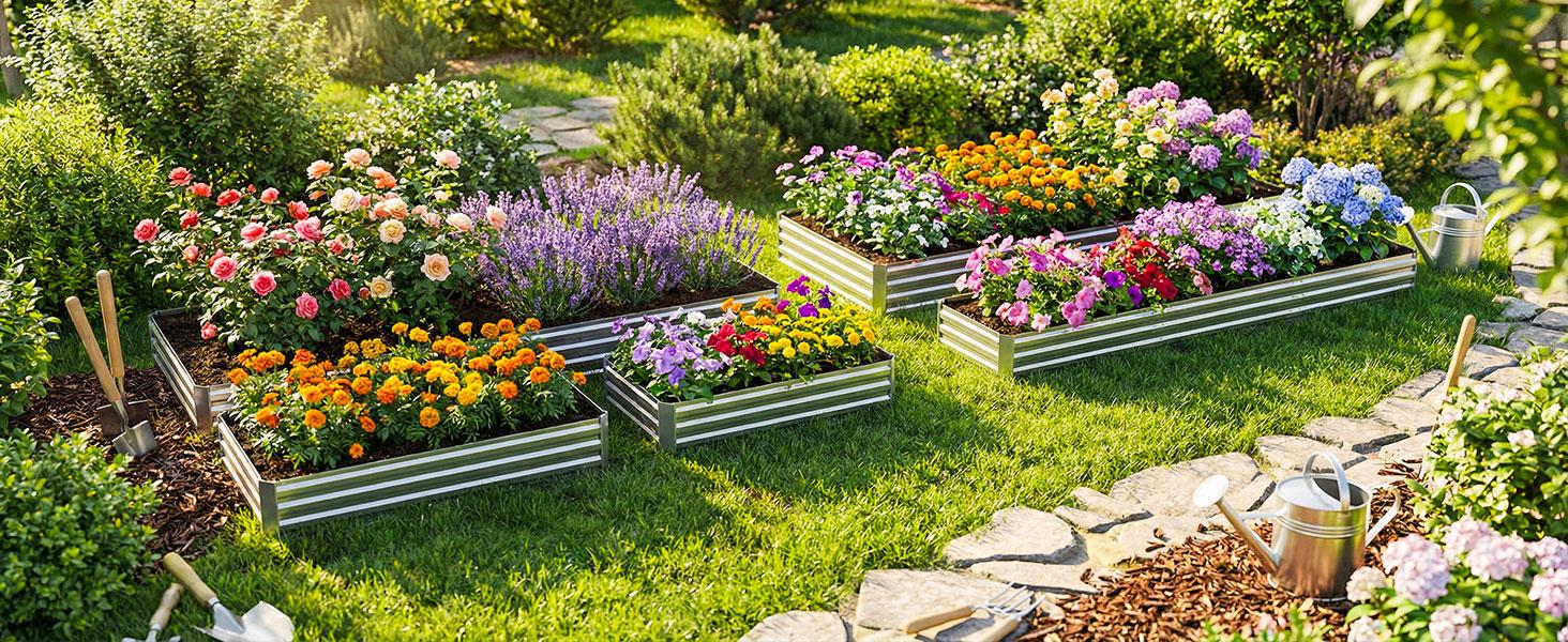 6x3x1FT Galvanized Raised Garden Bed Outdoor Patio, Large Rectangular Metal Planter Boxes,Plant Container Kit for Gardening, Vegetables, Flowers, Herbs,Silver,1 Pack