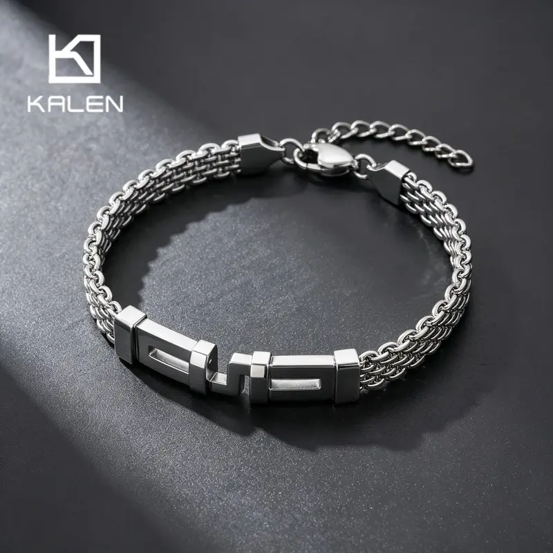 Mens Stainless Steel Curb Chain Bracelet, 6mm Wide Retro Punk Link Wristband, Adjustable Durable Biker Jewelry Gift