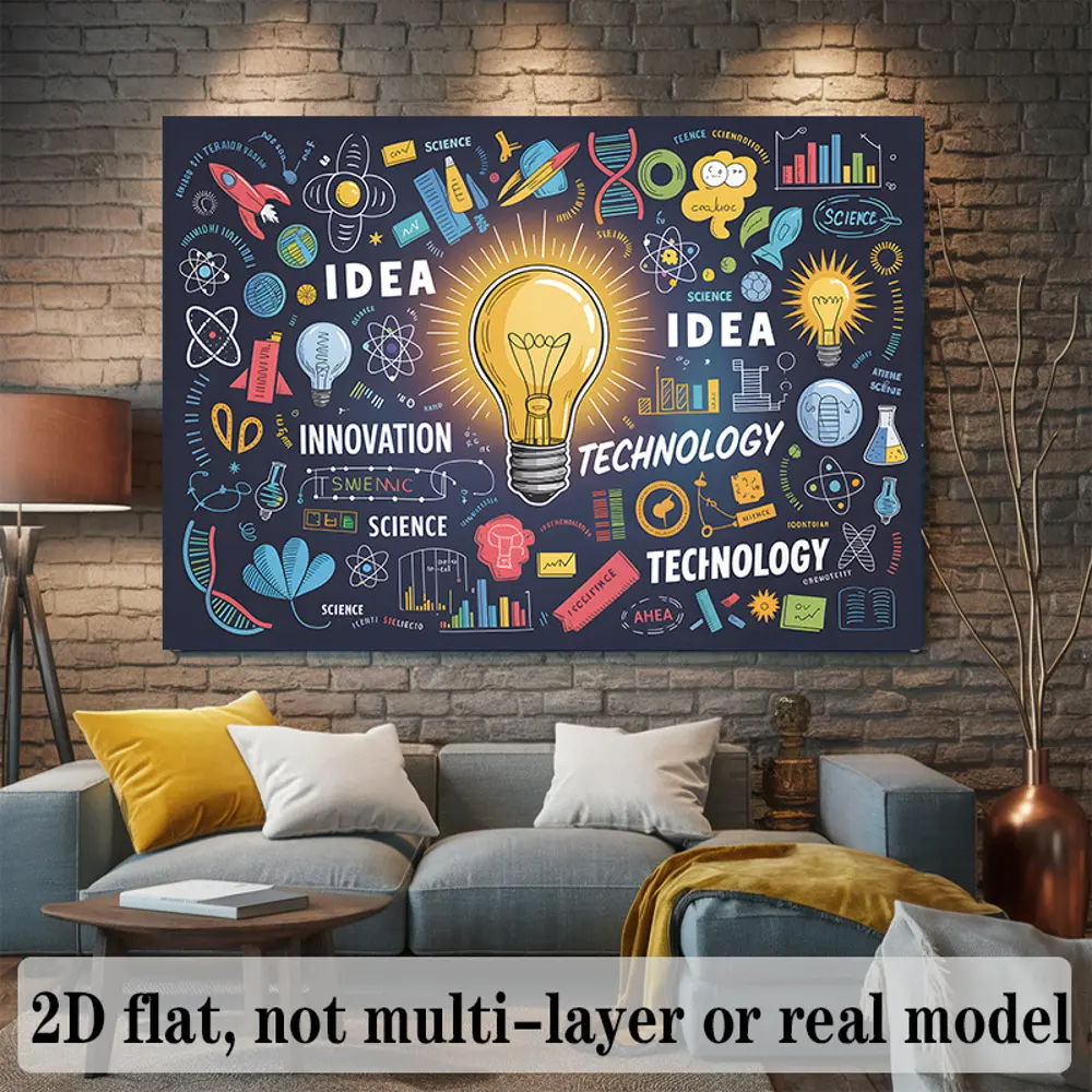 2D Flat Banner creative idea science technology innovation themed polyester photography backdrop, HD digitally printed soft lightweight foldable background cloth, suitable for product photography, portrait shooting, video studio r