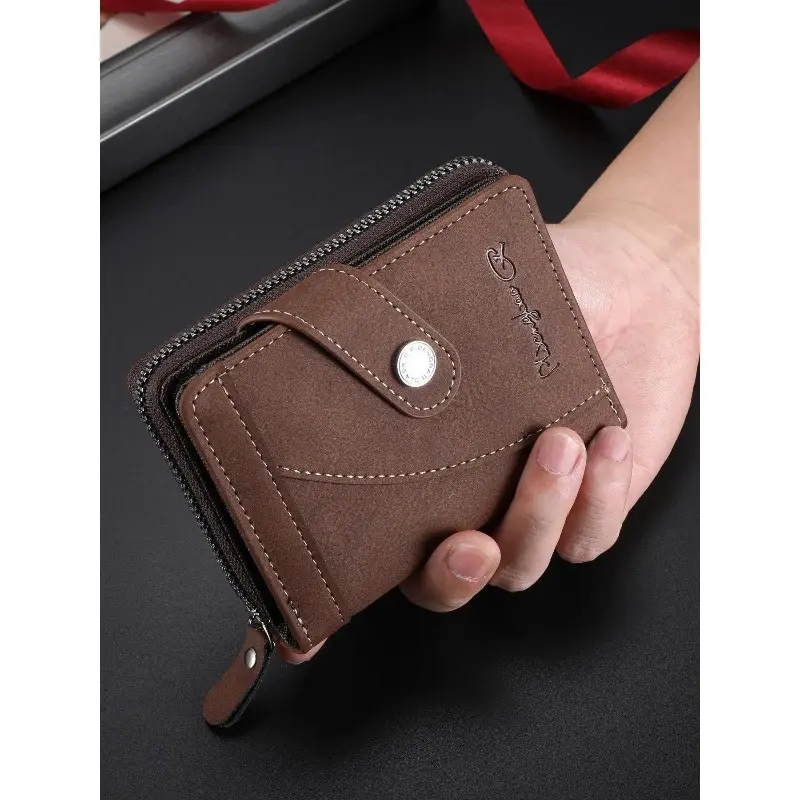 Vintage Zipper Short Wallet Multi Card Holder Business Daily Men Purse