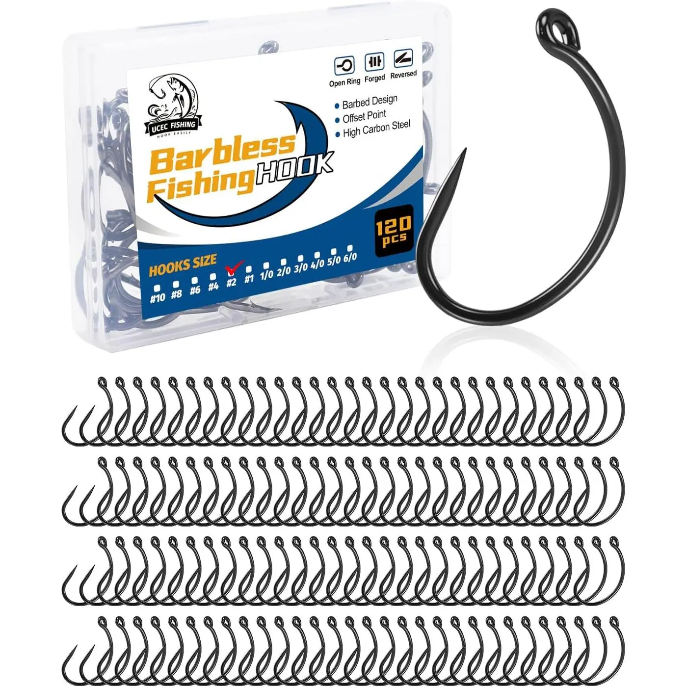 190/220/260PCS Barbless Fishing Hooks, Carp Hooks Circle  Shank Fly Tying Fishing Hook Tackle Kit for Freshwater Saltwater Hair  Trout Size: 2# 4# 6# 8# 10#