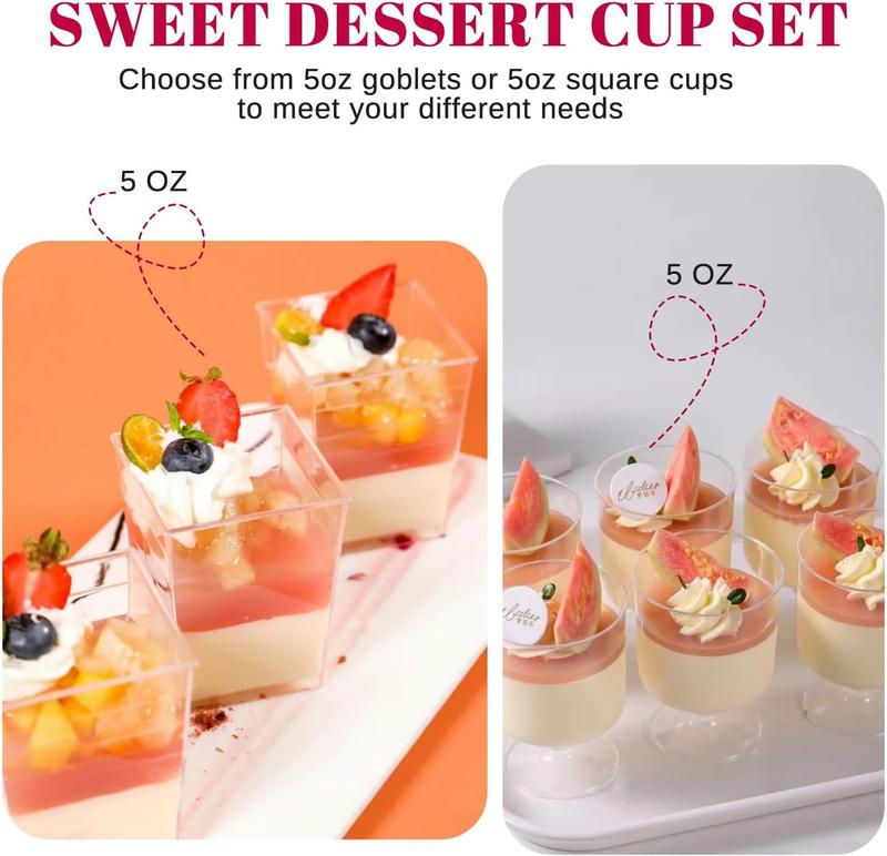 300 Pack Clear Plastic Dessert Cups(5 oz),Disposable Parfait Cups For Pudding, Fruit and Ice Cream,Mini Shooter Cups With Spoons For Party,appetizer cups