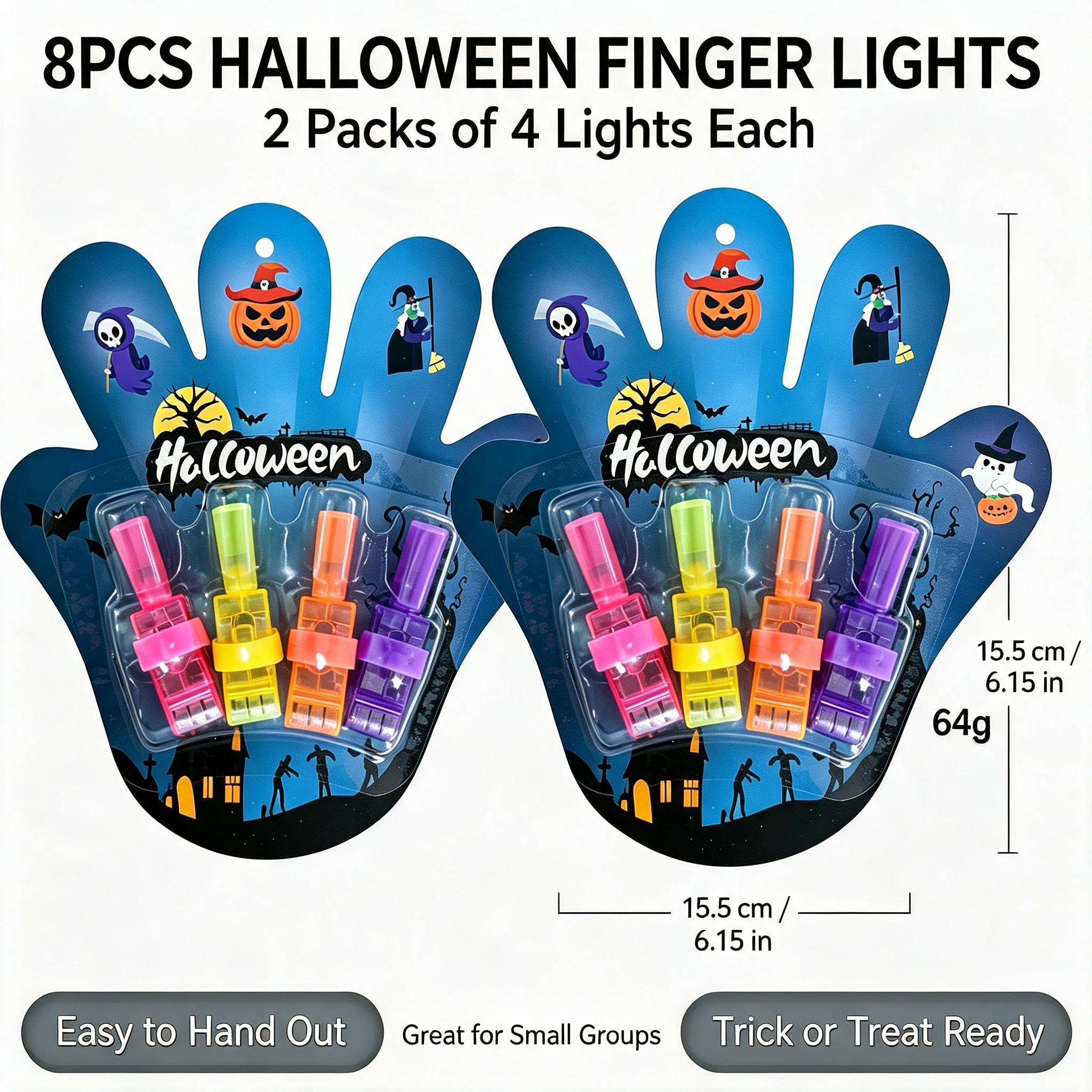 Halloween LED Projection Finger Lights 8pcs/16pcs/24pcs/32pcs , Multi-Color Light Up Finger Projectors with Pumpkin, Ghost, Witch, Bat Cartoon Patterns, Halloween Trick or Treat Goodie Bag Fillers, Night Party Ambient Decor Supplies
