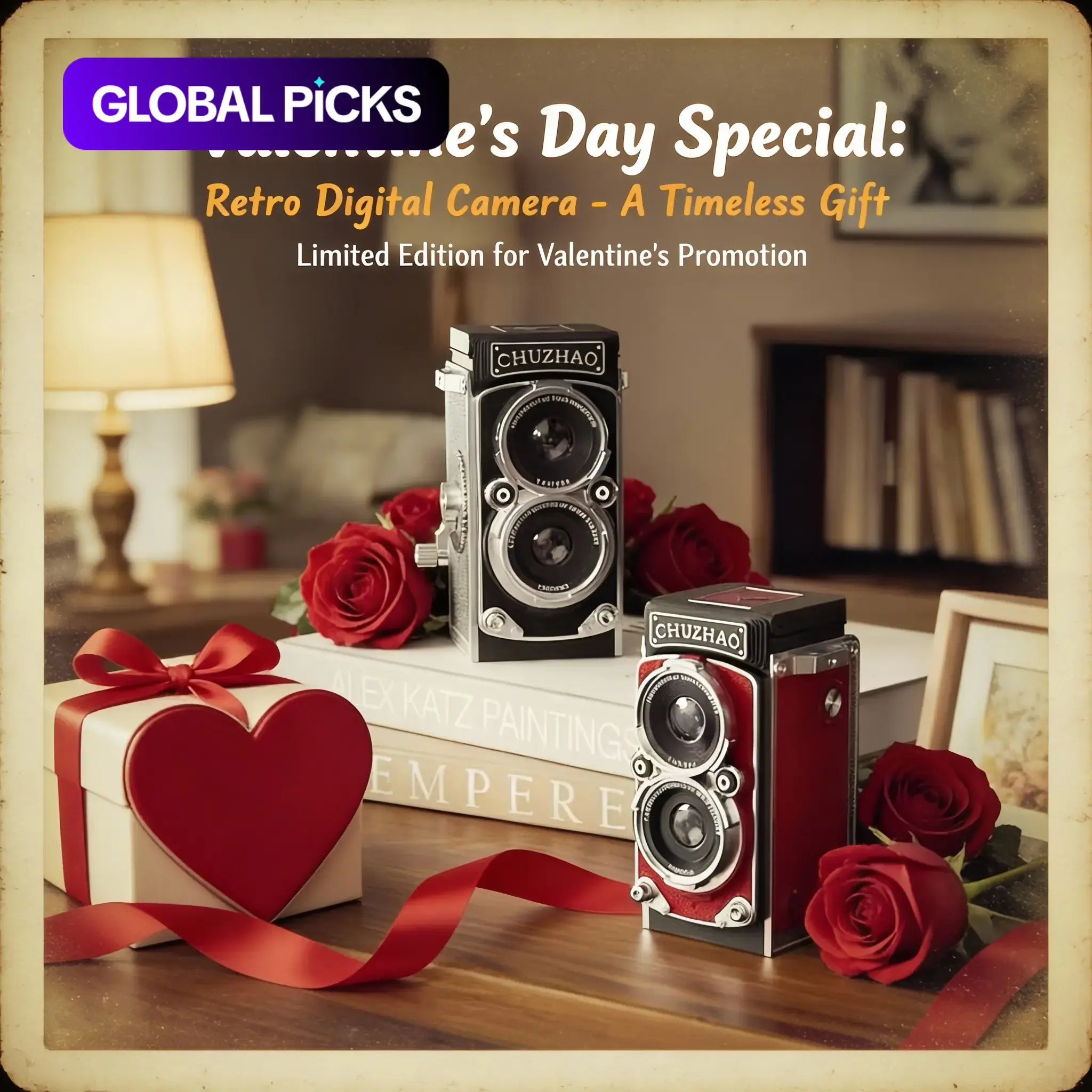Portable Vintage Twin-Lens Mini Digital Camera, Point-and-Shoot Camera with Classic Hand-Crank Design, Autofocus, Optical Zoom, CMOS Sensor, Vintage Cameras, Perfect Gift #GLOBAL PICKS