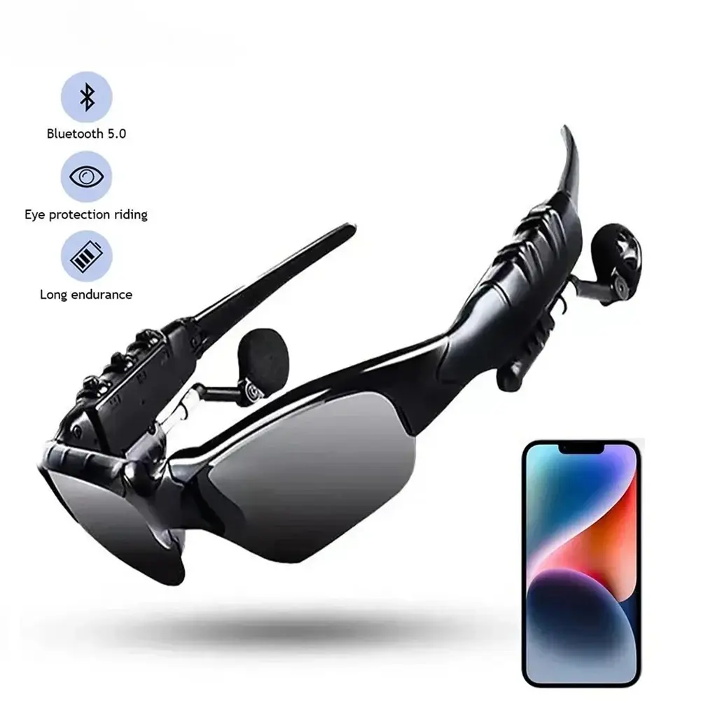 Toptrek Wearable Bluetooth 5.0 Stereo Headset Polarized Sunglasses, Android/Mobile Device Compatible, for Cycling & Driving