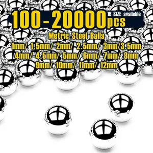100-20000pcs, Metric Carbon Steel Bearing Balls, Multiple Sizes 1/1.5/2/2.5/3/3.5/4/4.5/5/6/7/8/9/10/11/12mm for Bicycle Industrial Equipment