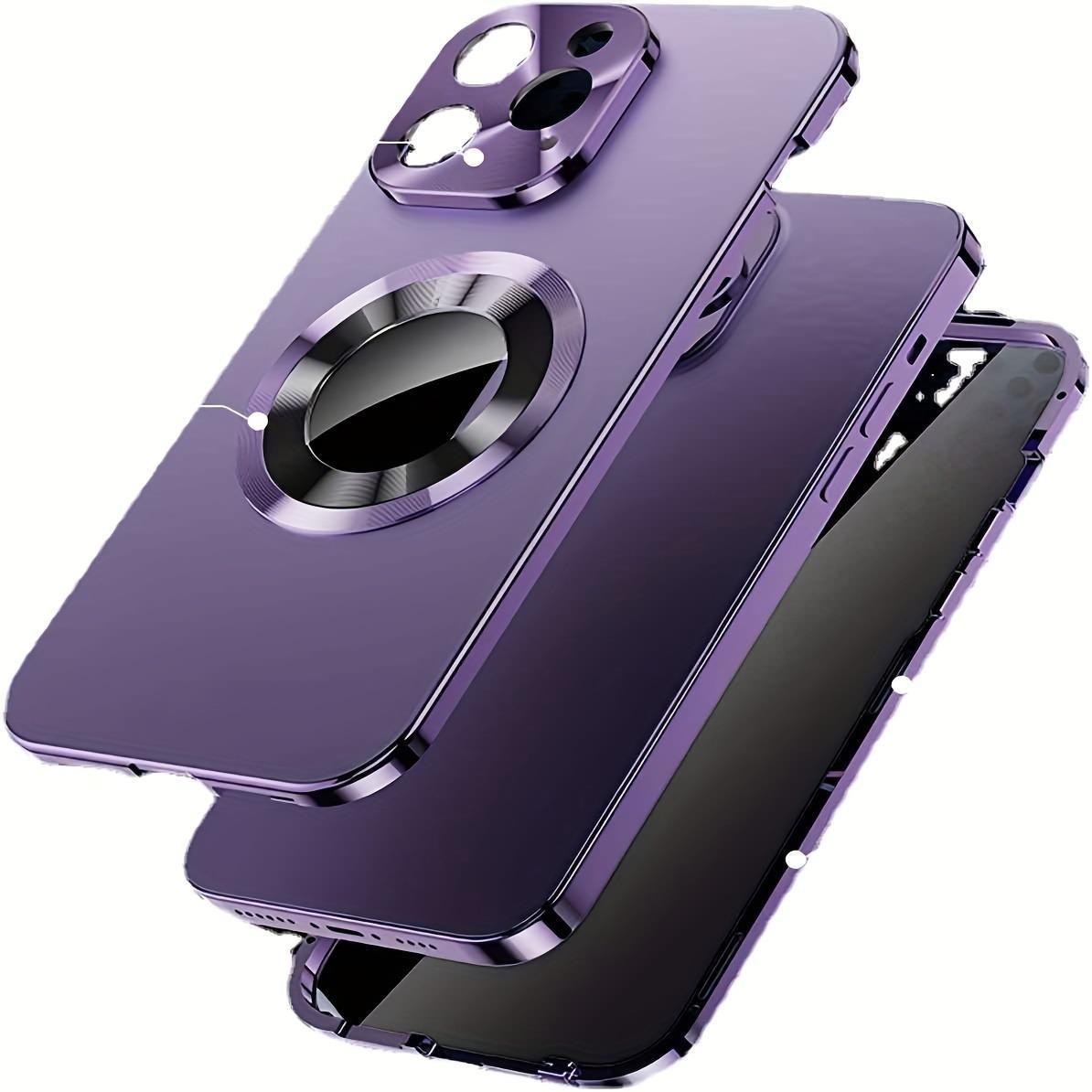 High-Definition Privacy Protection Case, Strong Magnetic Metal Frame, Dual-Sided Transparent Glass, Lens Protector, Compatible with iPhone 17 16 15 14 13 12 Plus Pro Max E Air