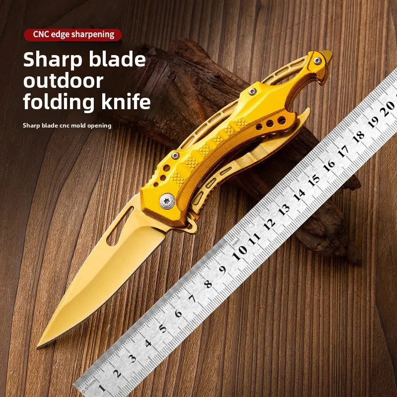 Outdoor Folding Knife with Brass Handle - High Hardness Drop Point Blade, Pocket Clip, Multi-Tools for Camping, Outdoorsport, EDC Tactical Daily Carry & Gifting