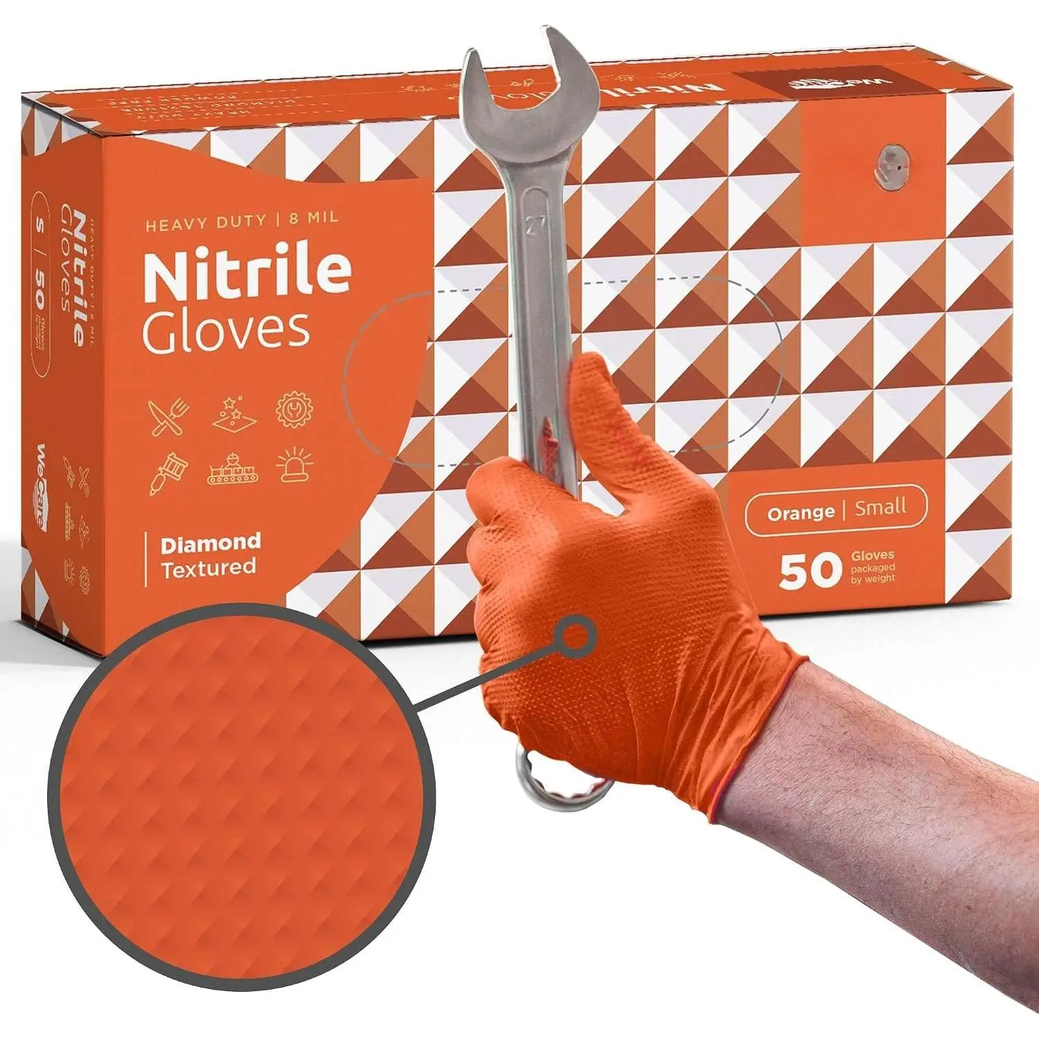 8 Mil  Gloves - Heavy Duty Mechanic Gloves, with  Grip -  and Latex Free Disposable Gloves
