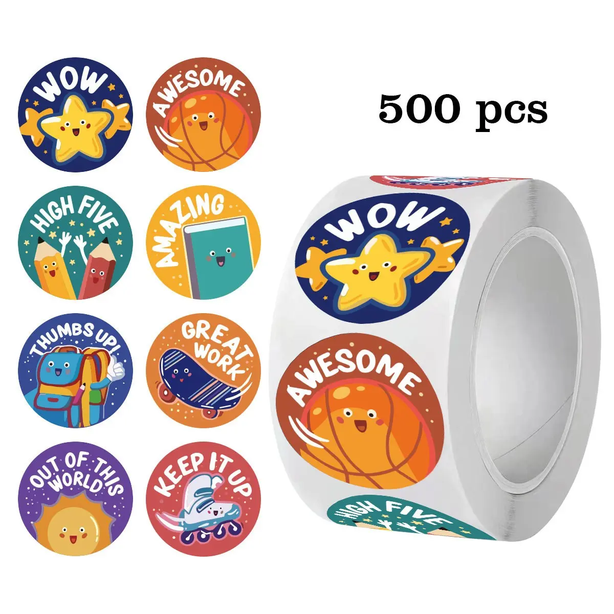 500pcs Colorful Animal Reward Roll Stickers, Seal Stickers for Cups, Laptops, Travel Cases, DIY Decorative Stickers, Birthday Gifts