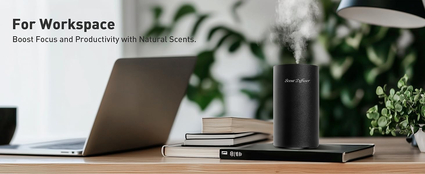 Waterless Essential Oil Diffuser Starter Kit - No Water Needed, Battery Operated Mini Scent Air Machine, Included 3x20ML Essential Oils, Portable Aromatherapy Diffuser for Home & Car & Office, Black