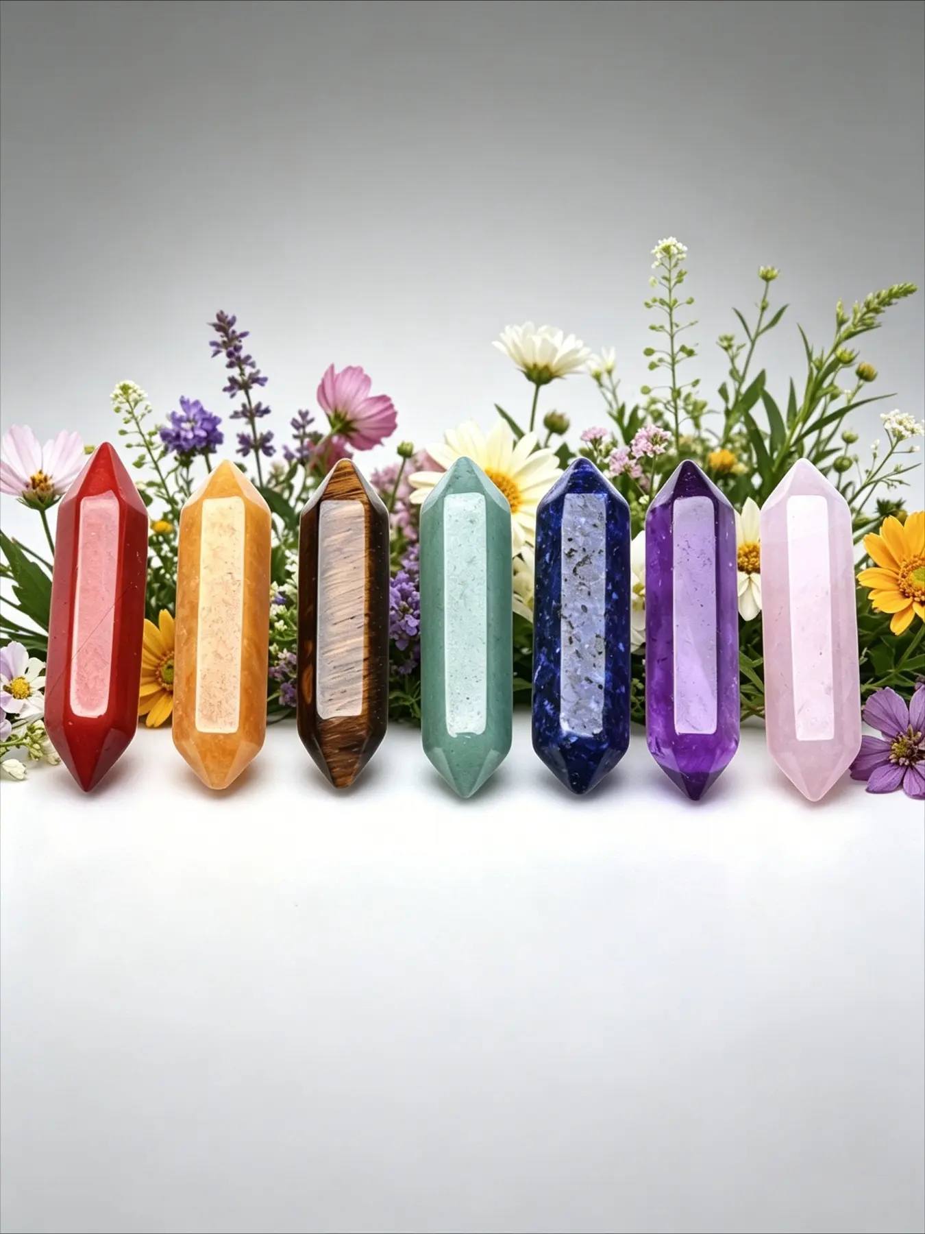 Crystal Hexagonal Wand Stone Bulk, Bullet Shaped Worry Stone Gem Set, Witch Hexagonal Chakra Crystal for Meditation and Divination, Intuitively Chosen Crystals, Healing Stones, Gemstones And Crystals