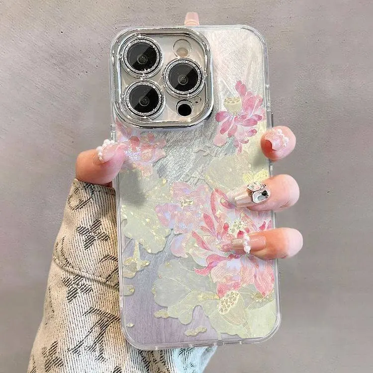 Guochao Style Lotus Phone Case for use with iphone 17 air 16 pro max 15 plus 14 pro 13/12/11 X/XS XSMAX Chinese style lens protector aesthetic trendy phone cases holographic luxury phone case New Chinese Aesthetic Shockproof Cover, Accessories, Smartphone