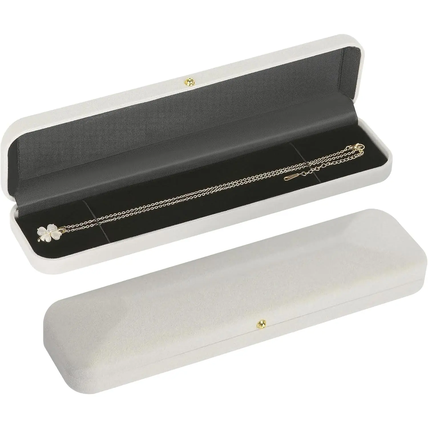 2 count  Necklace  Box (Grey) | Bracelet Long Chain Holder Case,  Storage Boxes for Women