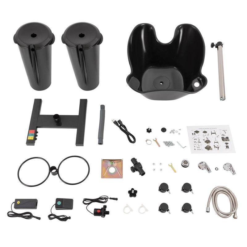 Portable Shampoo Bowl with Electric Pump, Hair Washing Station for Home & Barber Use, Portable Sink for Washing Hair with Dual-Bucket Design, Height Adjustable Stand